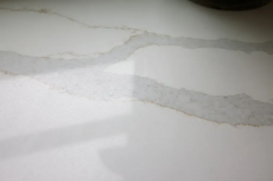 White stone countertop with subtle brown veining